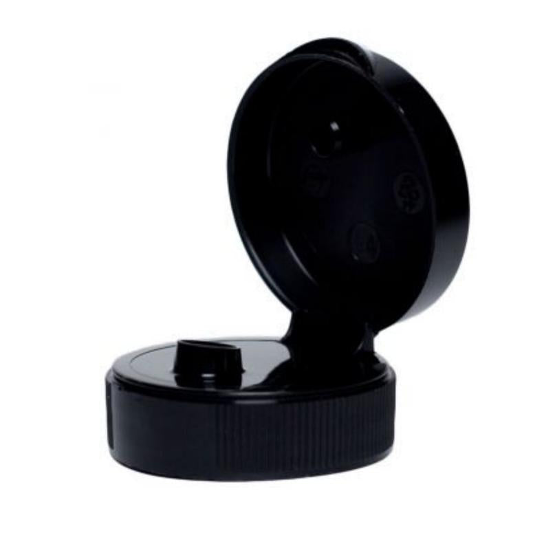 Black Flip Dispensing Caps with Pressure Sensitive Liner - Bottle Cap Size: 38-400 - Set of 25