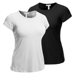 Favorite Classic Basic Crew Neck Fitted Short Sleeve T-Shirt |  2 Pack