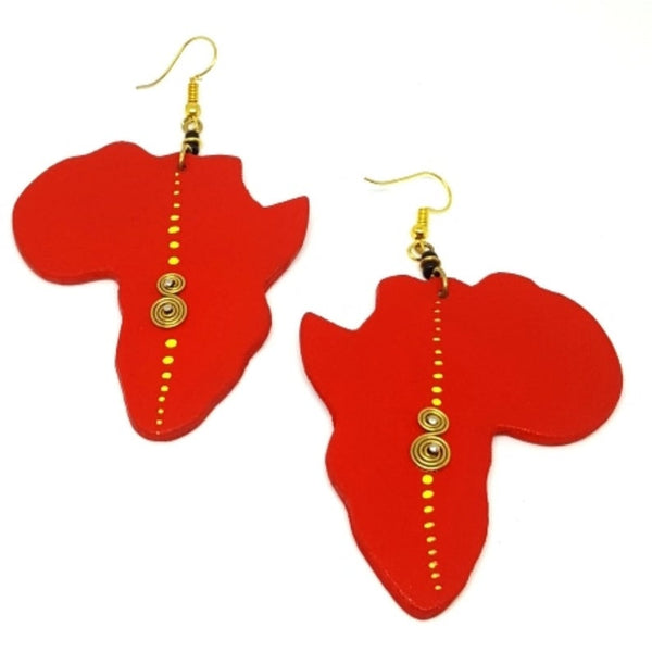 Africa Handmade Statement Dangle Wooden Earrings