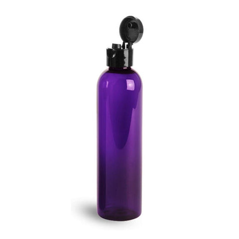 8oz Purple Plastic Bottles with Black Flip Dispensing Caps - Set of 12