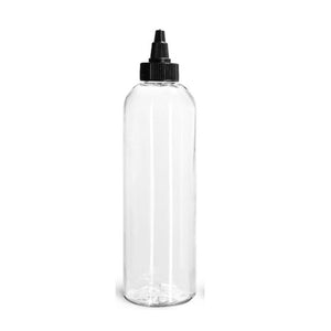 16oz Clear Plastic Bottles with Black Black Twist Top Dispensing Caps - Set of 5