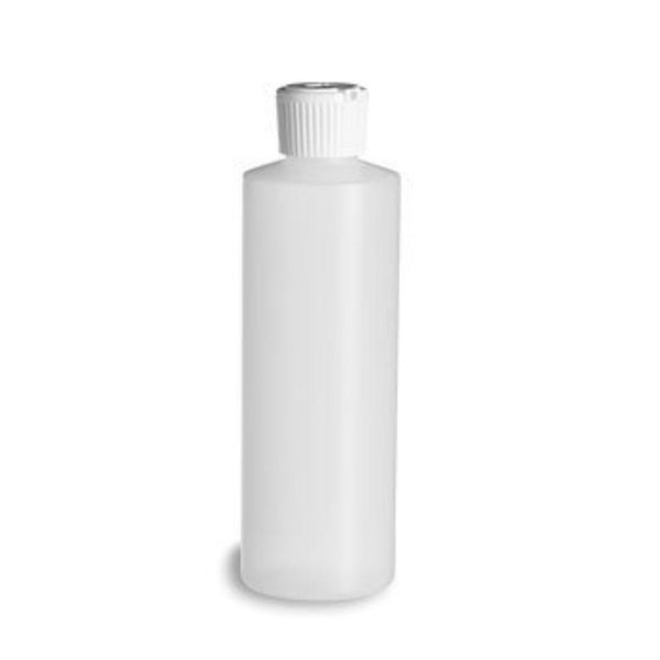 8oz Natural HDPE Plastic Cylinder Bottles with White Ribbed Dispensing Caps - Set of 15