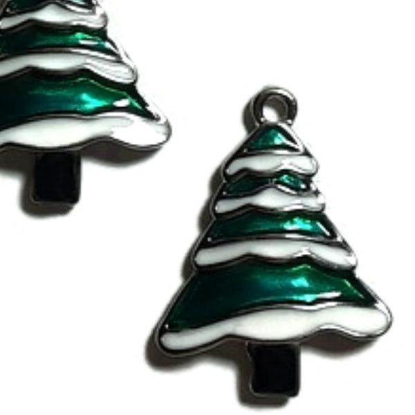 Christmas Tree Jewelry Bracelet Necklace Charms | Green White Christmas Tree