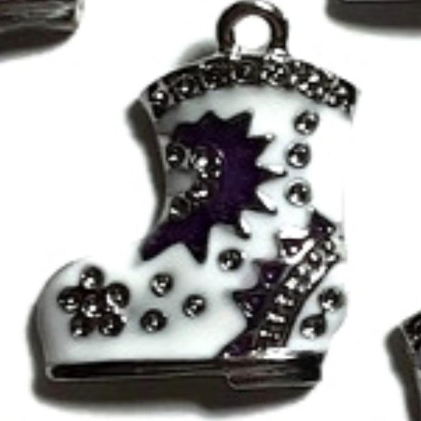 Santa Boot Jewelry Bracelet Necklace Charms | Purple White Boot Charms