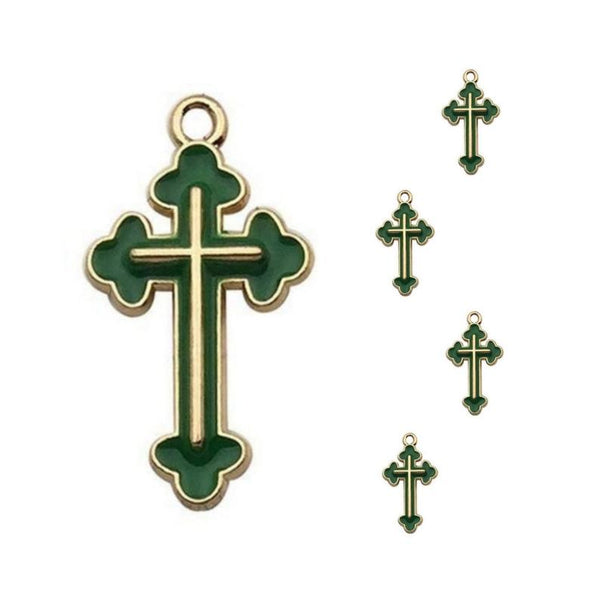Green Gold Cross Jewelry Bracelet Necklace Charms