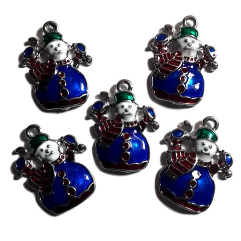 Snowman Jewelry Bracelet Necklace Charms | Blue Snowman Charms