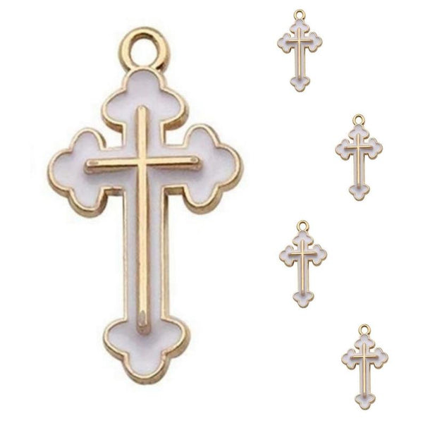 White Gold Cross Jewelry Bracelet Necklace Charms