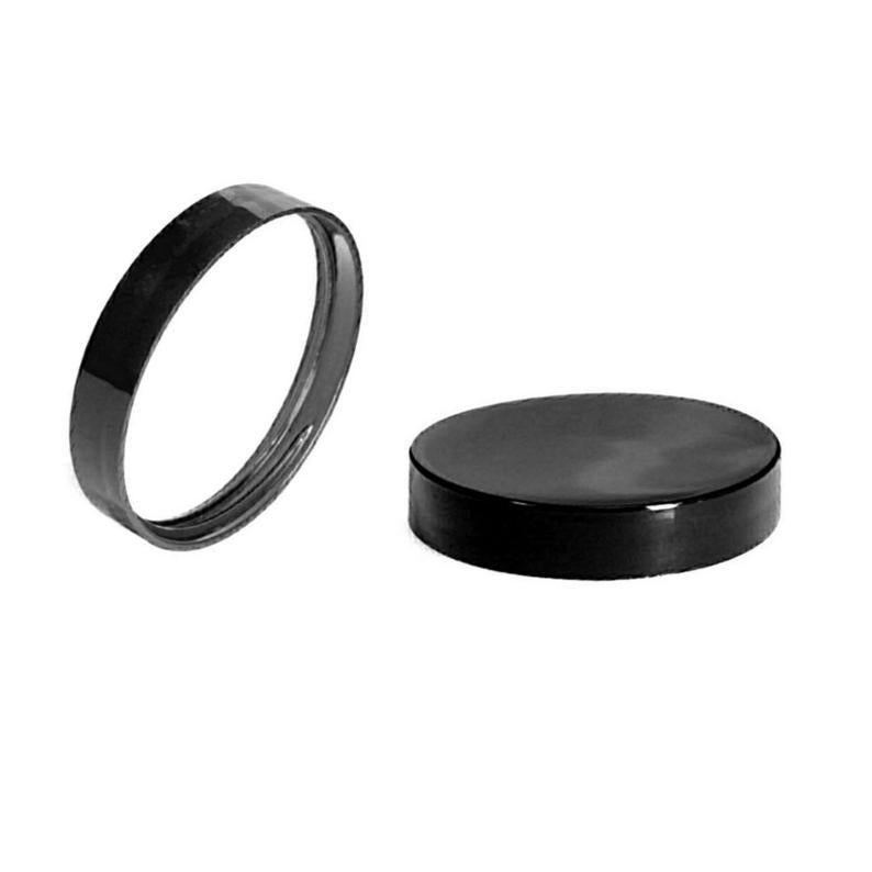 4oz Black Smooth White Liner Jar Caps - Cap Size: 58-400 - Set of 25