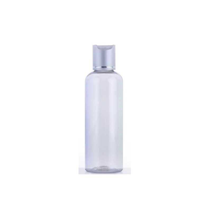 3oz Clear PET Plastic Bottles with 20/410 Silver Disc Caps | 20mm Natural Orifice Reducer