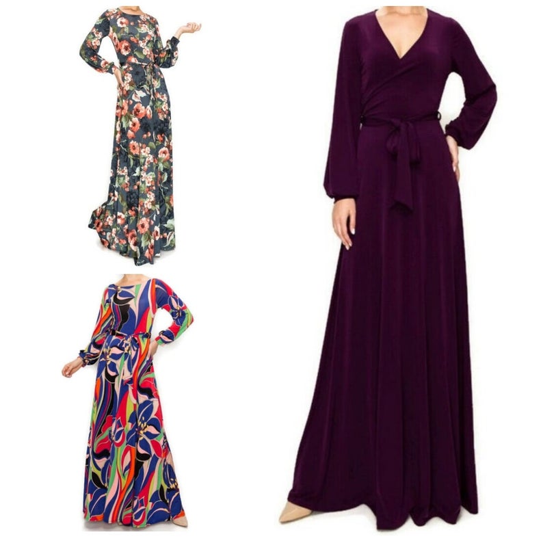 3 Dresses Bundle Deal ~ Classic Bell Long Sleeve Maxi Dress ~ Size: LARGE