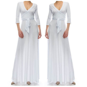 White Wedding Faux Wrap Maxi Dress