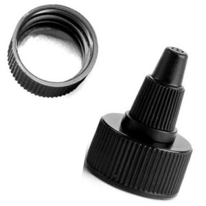 Black with Silver Liner Twist Top Dispensing Caps - Bottle Cap Size: 24-410 - Set of 25