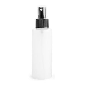 8oz Natural HDPE Plastic Cylinder Bottles with 24/410 Black Ribbed Fine Mist Spray Caps