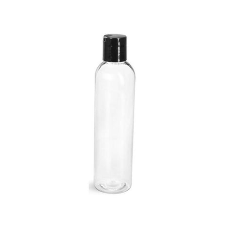 8oz Clear Plastic Bottles with 24/410 Black Disc Dispensing Caps