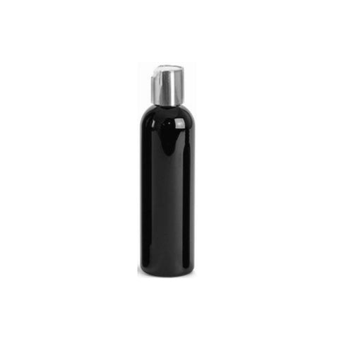 4oz Black Cosmo PET Plastic Bottles with 20/410 Silver Dispensing Disc Caps