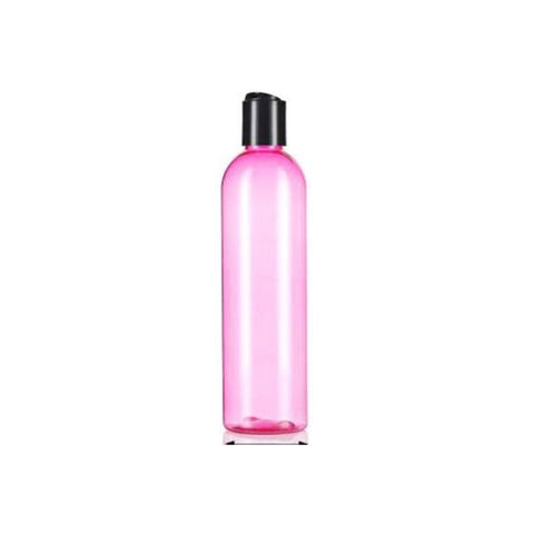 8oz Pink Plastic Bottles with 24/410 Black Disc Dispensing Caps