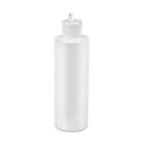 8oz or 16oz Natural HDPE Plastic Cylinder Bottles with 24/410 White Ribbed Dispensing Caps