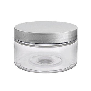 8oz Clear PET Low Profile Plastic Jars with 89/400 Silver Lined Jar Caps
