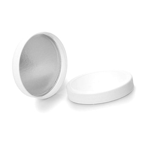 8oz White Ribbed Sliver Lined Jar Caps - Cap Size: 89-400 - Set of 25