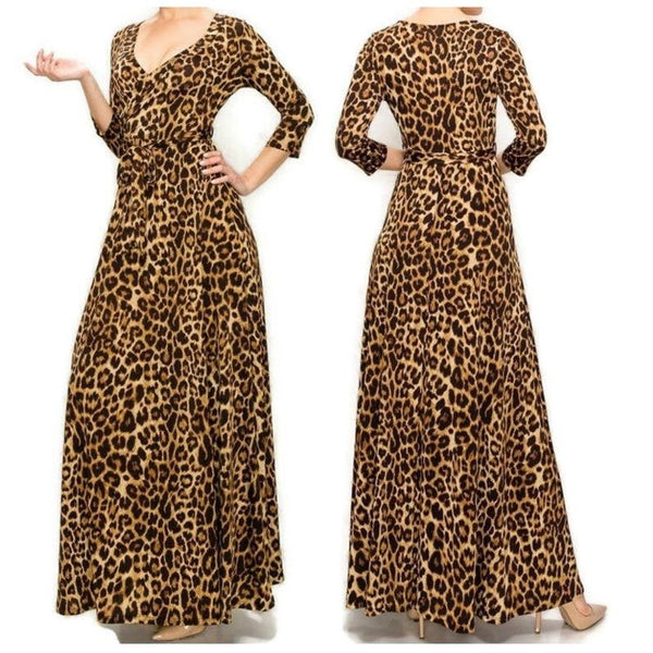 3 Dresses Bundle Deal V-neck 3/4 Sleeve Faux Wrap Maxi Dress ~ Sizes: Small, Medium Large, XLarge