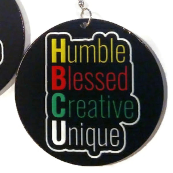 Humble Blessed Creative Unique Statement Dangle Wood Earrings