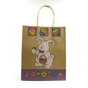 Easter Bunny Kraft Handle Paper Party Favor Wedding Gift Bags - Set of 12