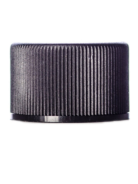 Black Ribbed Unlined Standard Screw-On Caps - Bottle Cap Size: 24-410 - Set of 25