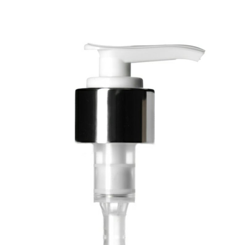 Silver White Lotion Pump - Bottle Cap Size: 24-410 - Set of 25