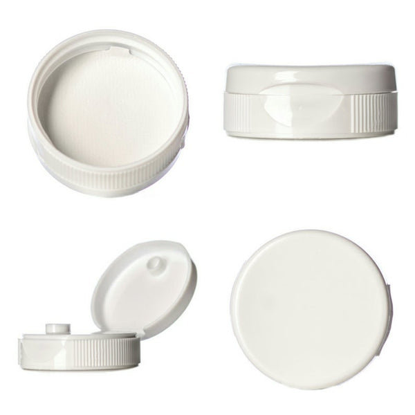 White Flip Dispensing Caps with Pressure Sensitive Liner - Bottle Cap Size: 38-400 - Set of 25