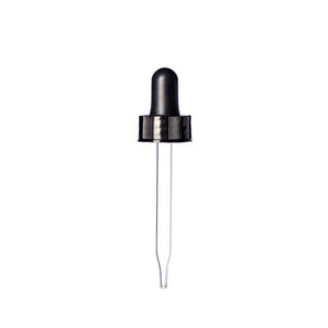 Glass Dropper Tip with Black Rubber Bulb - Smooth/Ribbed - Cap Size: 20-400