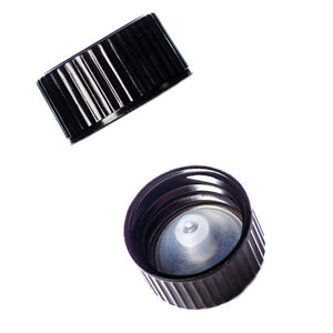 Black Ribbed Standard Screw- On Caps with Polycone Liner - Cap Size: 20-400 - Set of 25