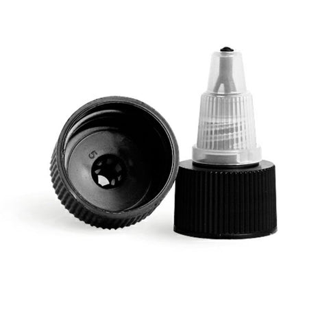 Black Natural Twist Top Dispensing Caps - Bottle Cap Size: 20-410 - Set of 25