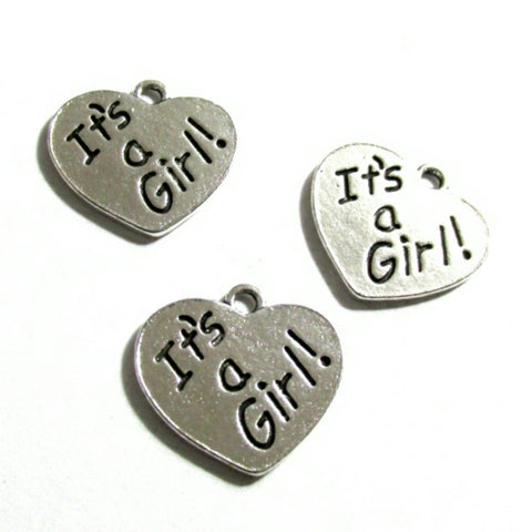 Its a Girl Silver Tone Charms