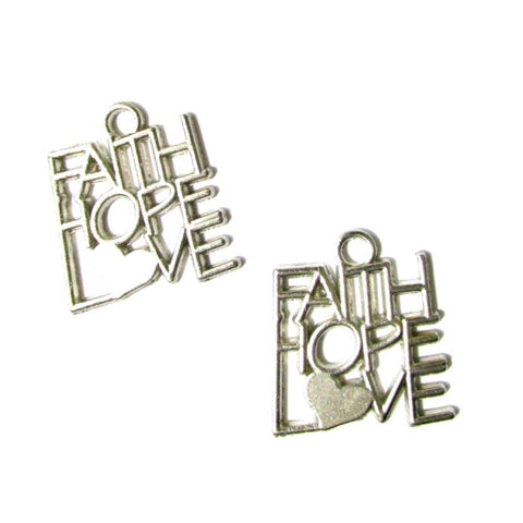 FAITH HOPE LOVE Silvertone Charms