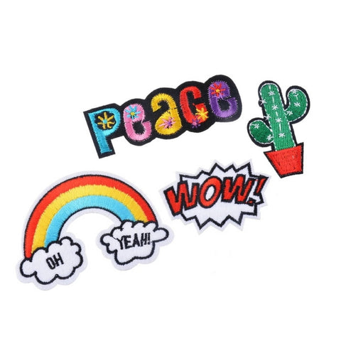 WOW Peace Rainbow Oh Yeah Cactus Iron-On Patches
