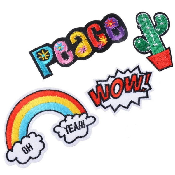 WOW Peace Rainbow Oh Yeah Cactus Iron-On Patches