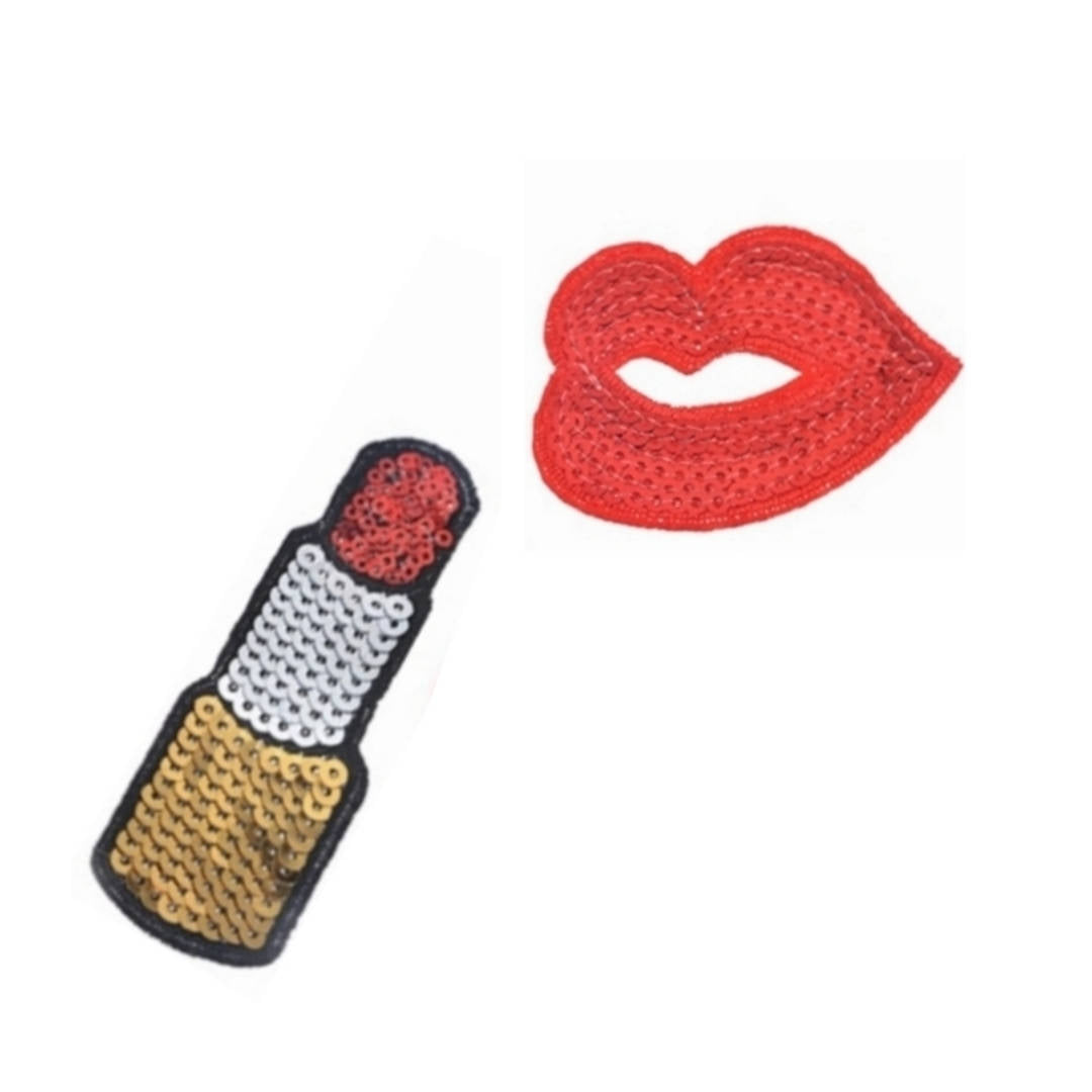 Lip Stick Red Lips Sequins Iron-On Patches