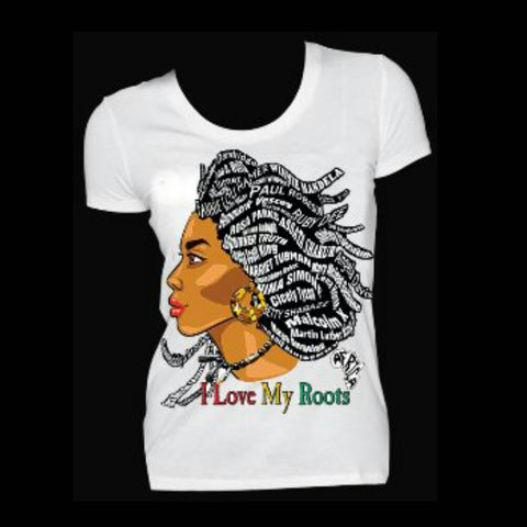 I Love My Roots Fitted White Crew Neck Tshirt