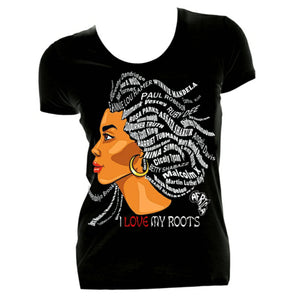 I Love My Roots Fitted Black Crew Neck Tshirt