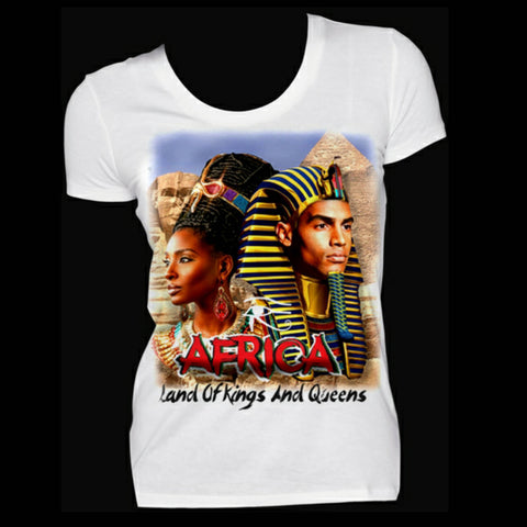 AFRICA Land of Kings and Queens  Fitted White Crew Neck Tshirt