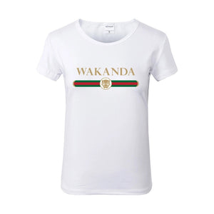 WAKANDA Panther Symbol White Crew Neck Tshirt