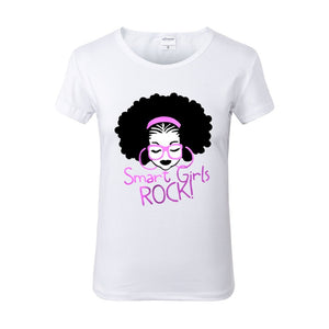 Smart Girls Rock Pink White Crew Neck Tshirt