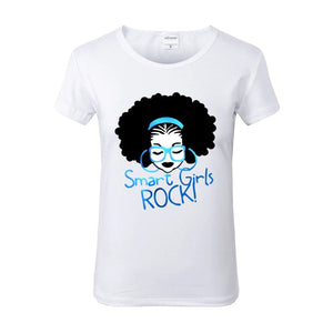 Smart Girls Rock Blue White Crew Neck Tshirt