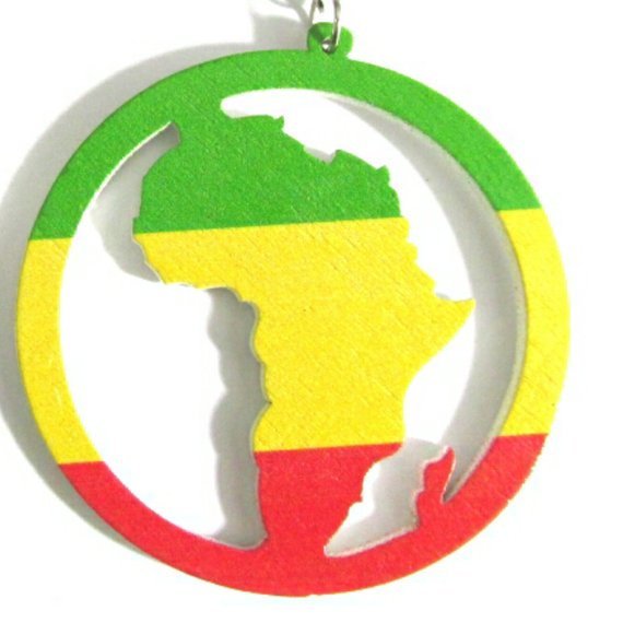 Africa Rasta Statement Dangle Wood Earrings