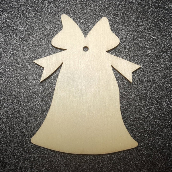 BELL with BOW Unfinished Ready to Decorate Natural Wood Cutout
