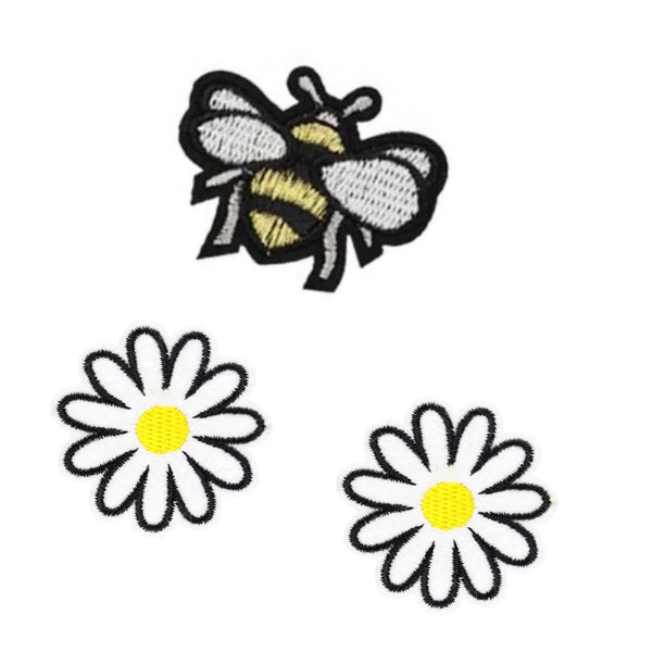 Daisies and Bee Iron-On Patches