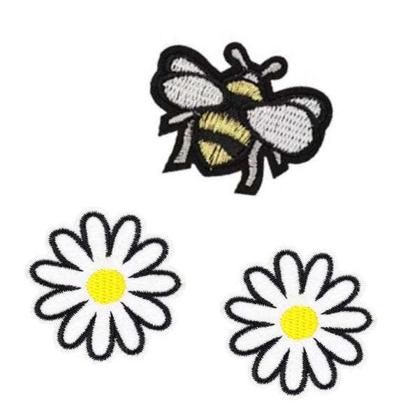 Daisies and Bee Iron-On Patches