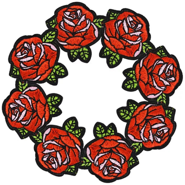 Red Rose Iron-On Patches