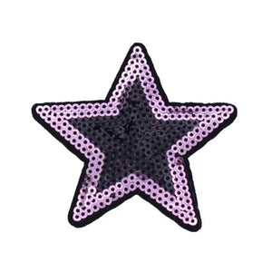 Pink Black Sequin Star Iron-On Patch