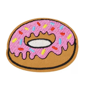 Pink Frosted Rainbow Sprinkle Donut Iron-On Patch